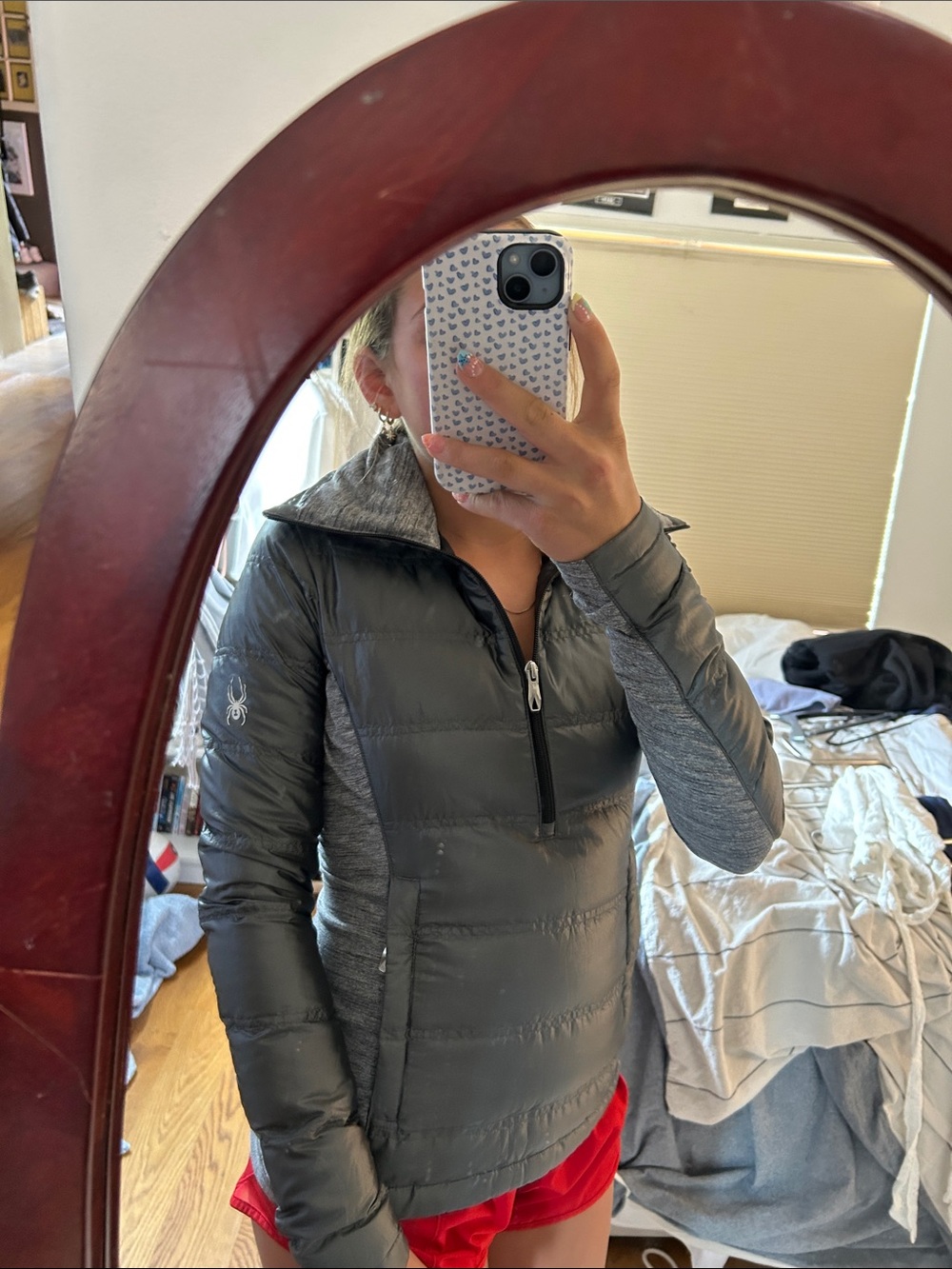 Spyder Women's Charcoal Gray Quilted Half-Zip Puffer